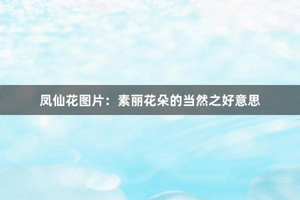 凤仙花图片：素丽花朵的当然之好意思